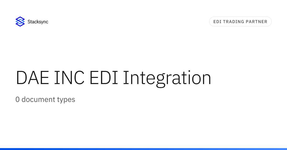 DAE INC EDI Integration | Stacksync