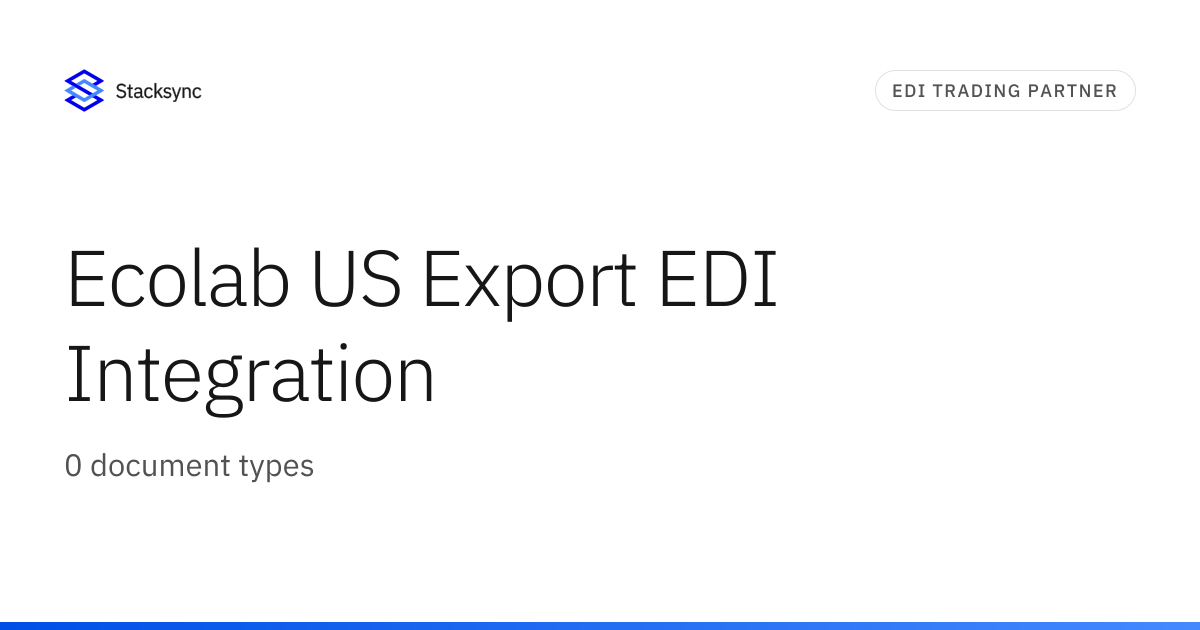 Ecolab US Export EDI Integration | Stacksync
