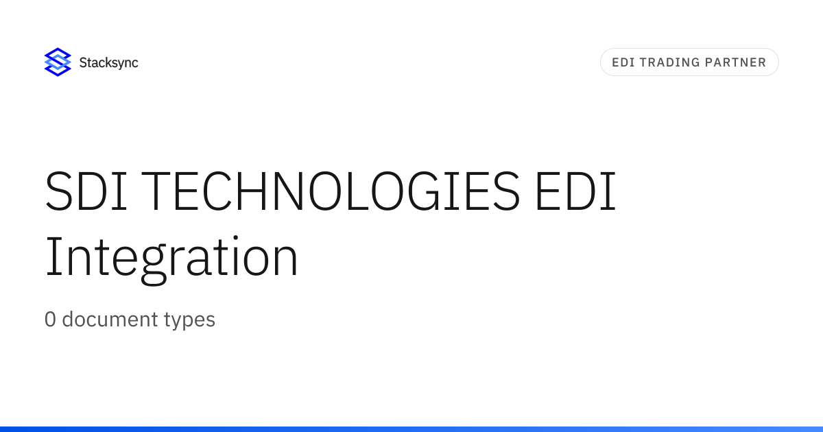 SDI TECHNOLOGIES EDI Integration | Stacksync