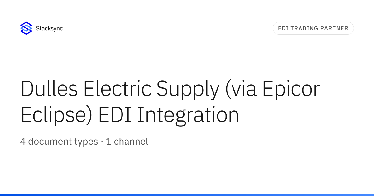 Dulles Electric Supply (via Epicor Eclipse) EDI | Stacksync