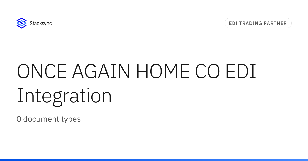 Code Co Edi ONCE AGAIN HOME CO EDI Integration | Stacksync