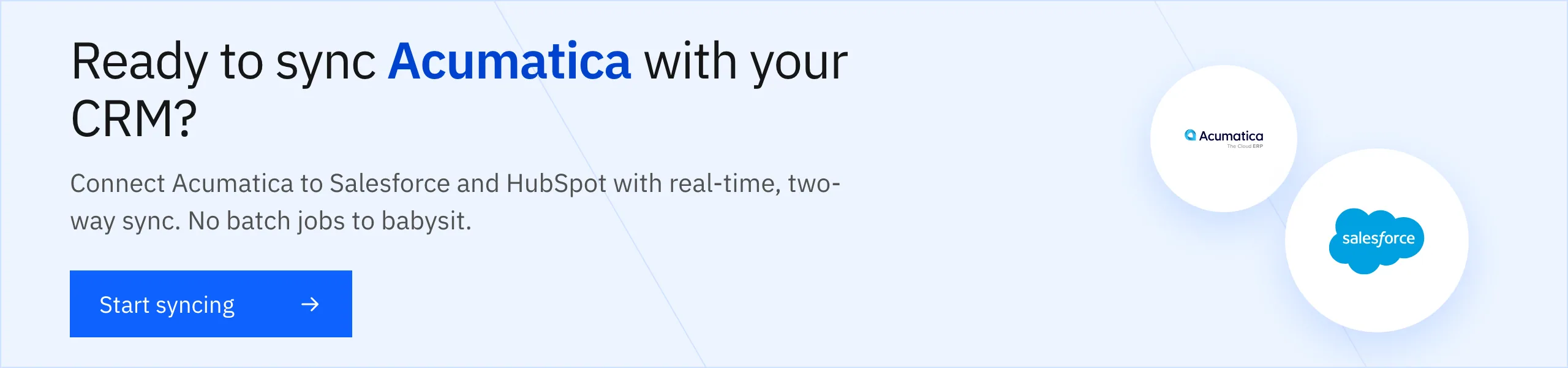 Start syncing with Stacksync — Acumatica to Salesforce & HubSpot Integration
