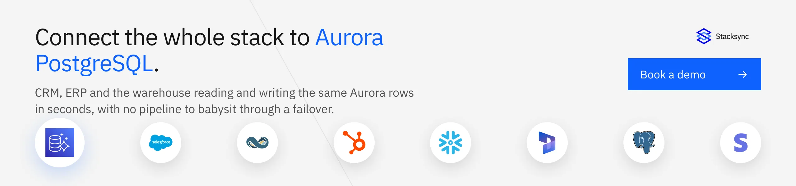 Book a Stacksync demo: connect CRM, ERP and the warehouse to AWS Aurora PostgreSQL with real-time two-way sync