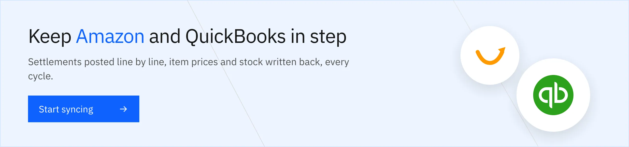 Keep Amazon Seller Central and QuickBooks in step with real-time two-way sync