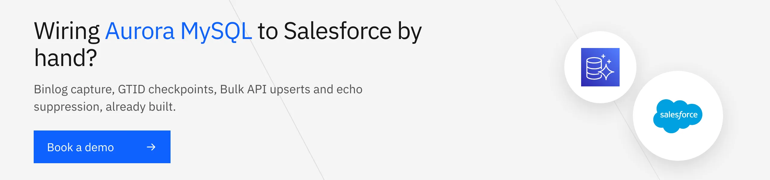 Book a Stacksync demo: keep AWS Aurora MySQL tables and Salesforce objects in real-time two-way sync
