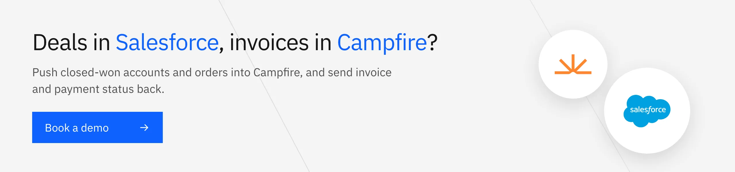 Book a Stacksync demo: push closed-won Salesforce deals into Campfire and send invoice status back