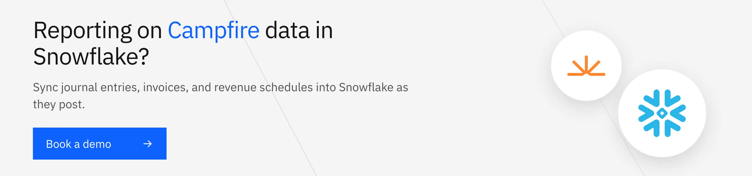 Book a Stacksync demo: sync Campfire journal entries, invoices, and revenue schedules into Snowflake as they post