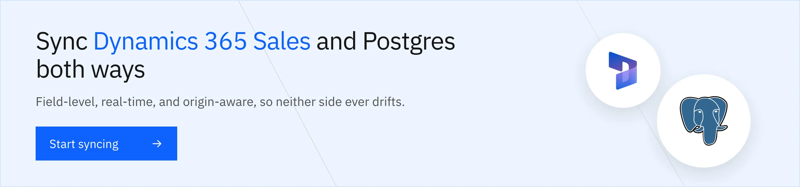 Sync Dynamics 365 Sales and Postgres both ways, field-level and origin-aware