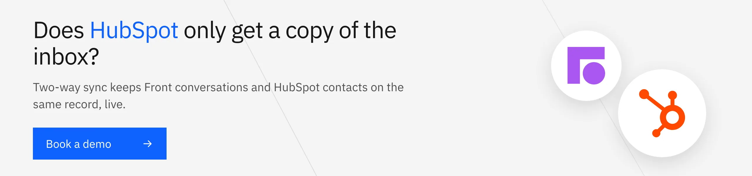 Book a Stacksync demo: two-way sync between Front conversations and HubSpot contacts