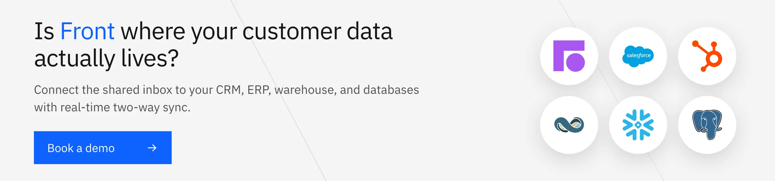 Book a Stacksync demo: connect Front to your CRM, ERP, warehouse, and databases