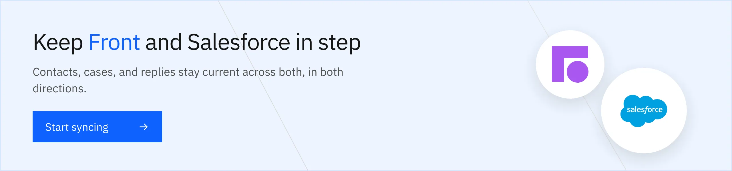 Keep Front and Salesforce in step, in both directions