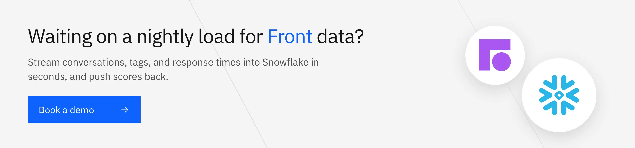 Book a Stacksync demo: stream Front conversations, tags, and response times into Snowflake in real time