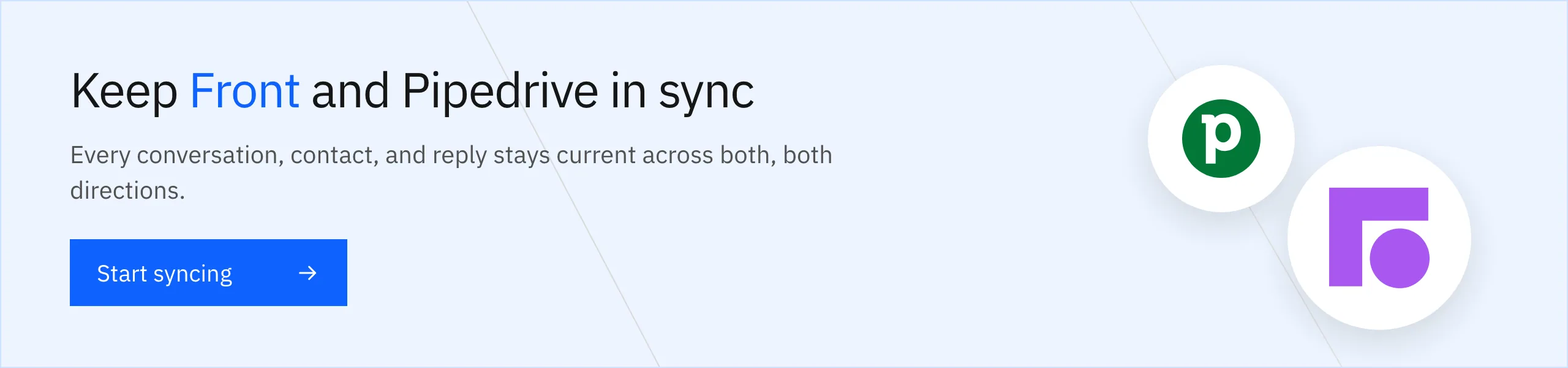 Keep Front and Pipedrive in sync, both directions