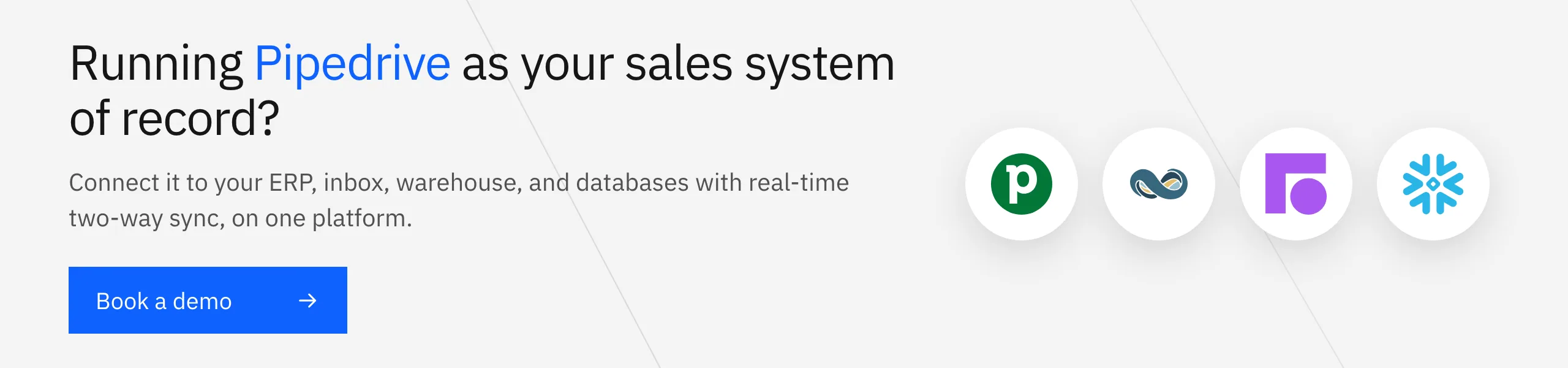 Book a Stacksync demo: connect Pipedrive to your ERP, inbox, warehouse, and databases with real-time two-way sync