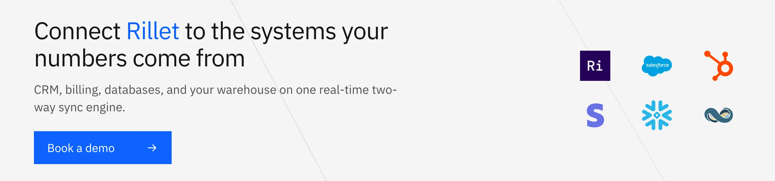 Book a Stacksync demo: connect Rillet to the CRM, billing platform, database, and warehouse your numbers come from