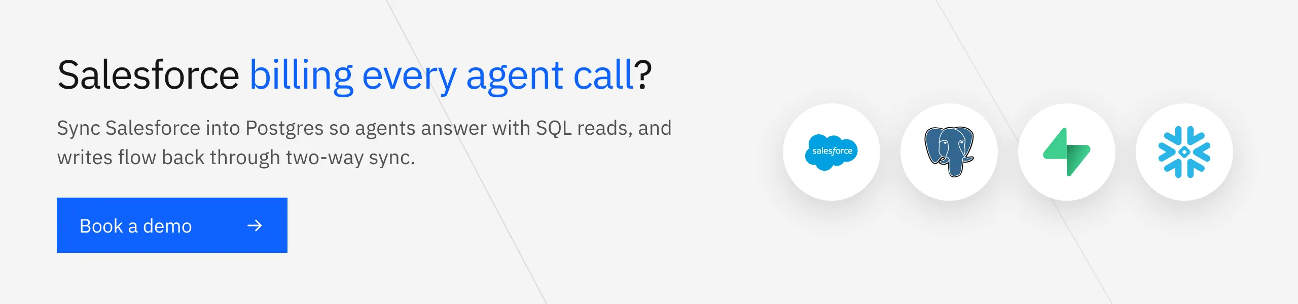 Book a Stacksync demo to serve Salesforce agent reads from a synced database
