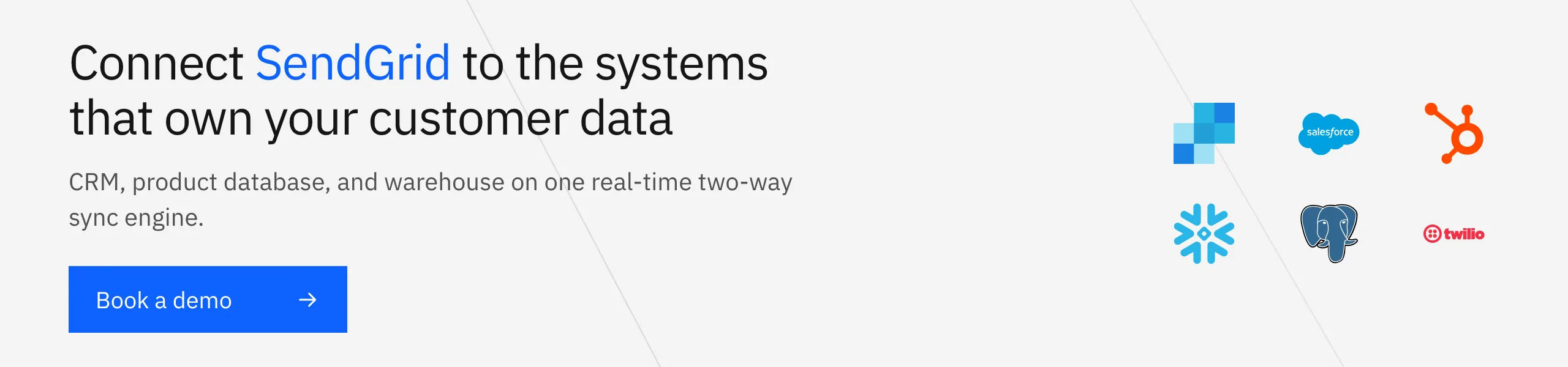 Book a Stacksync demo: connect SendGrid to the CRM, product database, and warehouse that own your customer data