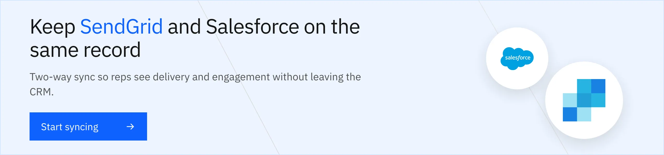Keep SendGrid and Salesforce on the same record with real-time two-way sync