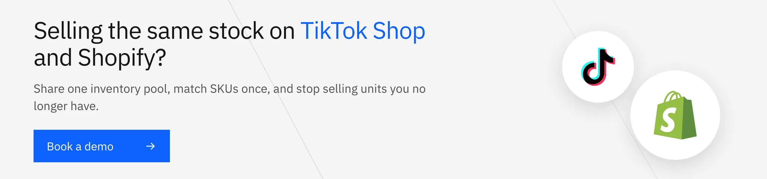 Book a Stacksync demo: one shared inventory pool across TikTok Shop and Shopify