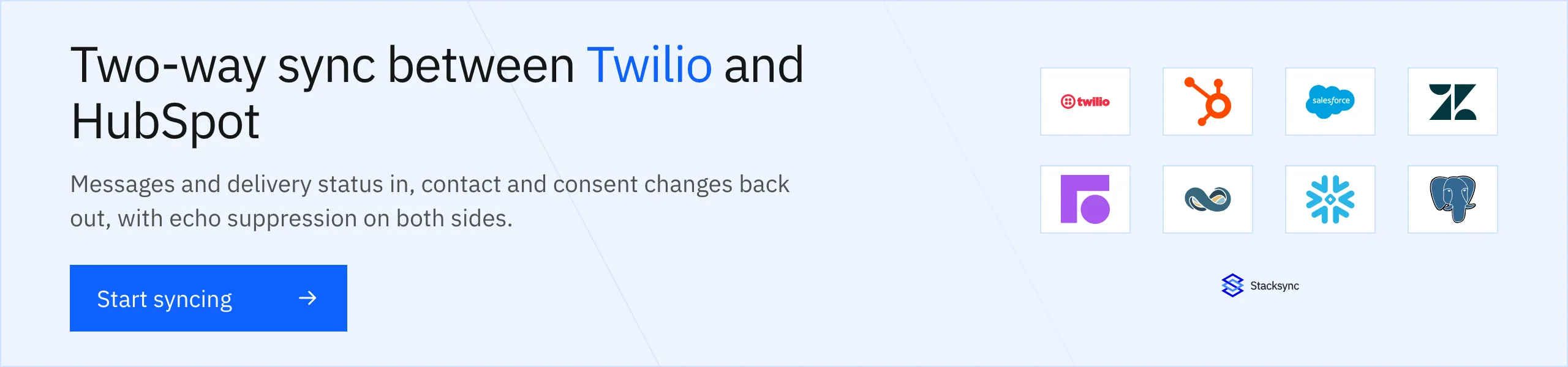 Start syncing Twilio and HubSpot in both directions with Stacksync