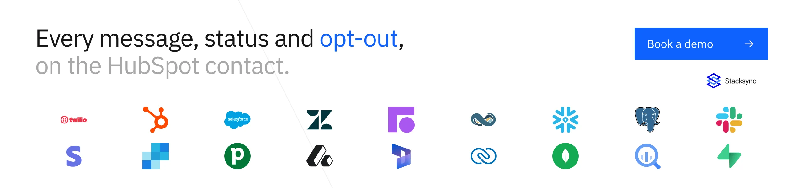Book a Stacksync demo: every Twilio message, delivery status and opt-out kept on the HubSpot contact