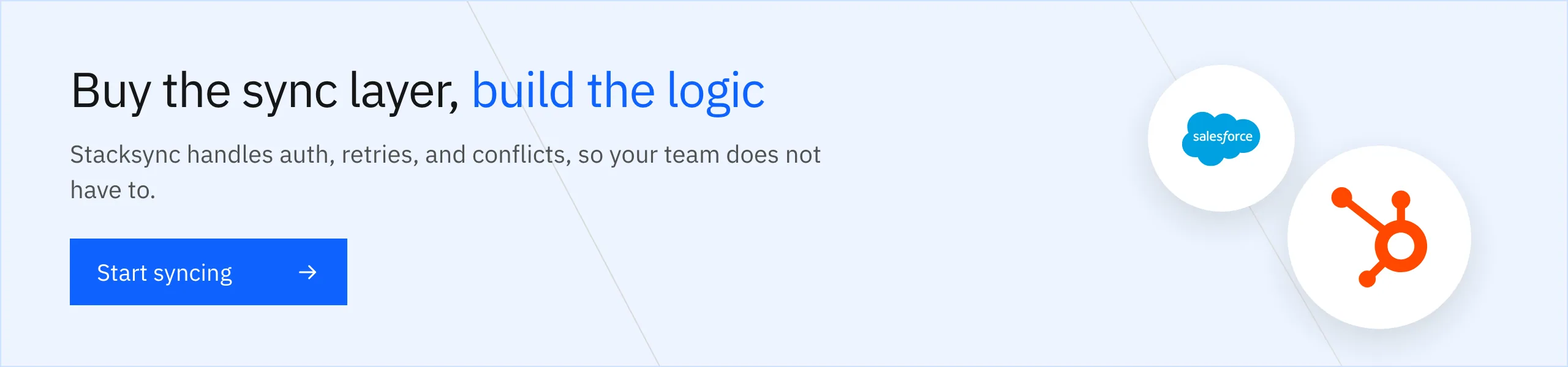 Buy the sync layer, build the logic: Stacksync handles auth, retries, and conflicts