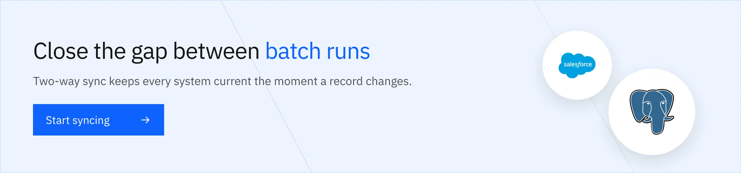 Close the gap between batch runs with two-way, real-time CRM sync