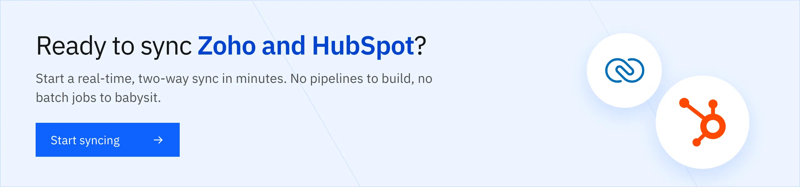 Start syncing Zoho CRM and HubSpot with Stacksync