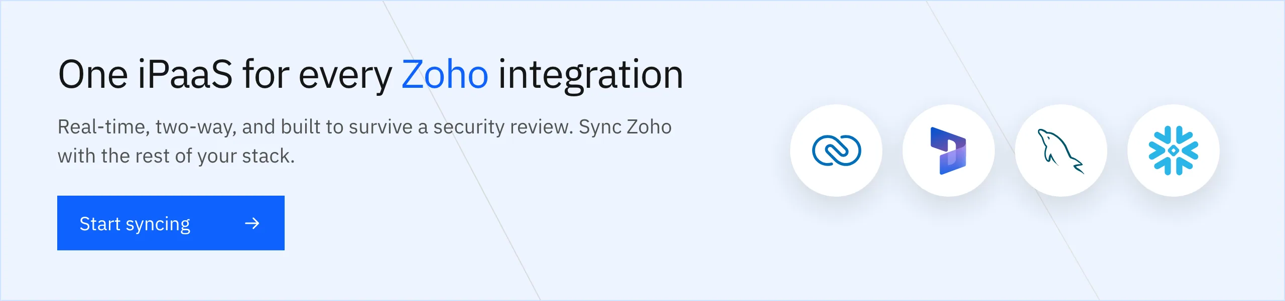 One iPaaS for every Zoho integration, real-time and two-way