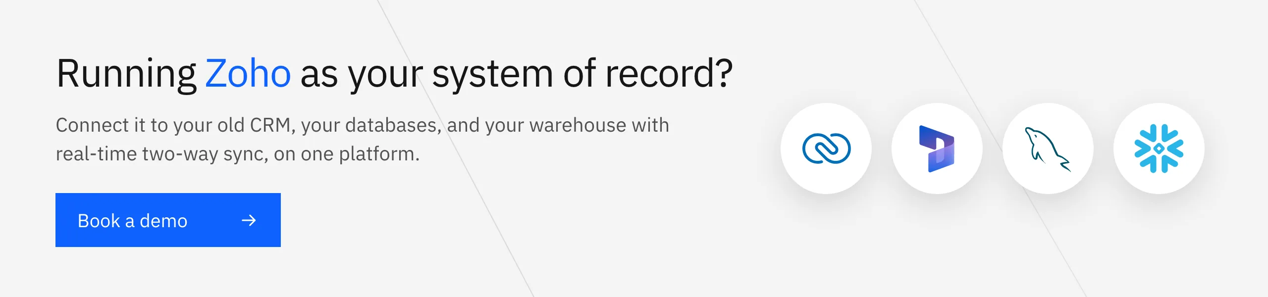 Book a Stacksync demo: connect Zoho to your old CRM, your databases, and your warehouse with real-time two-way sync