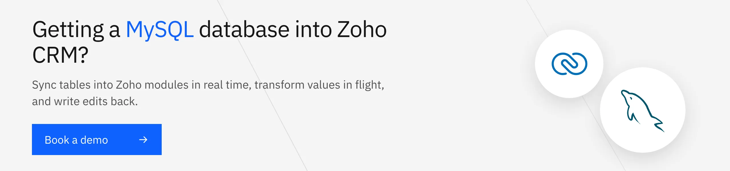 Book a Stacksync demo: sync a MySQL database into Zoho CRM modules in real time and write edits back