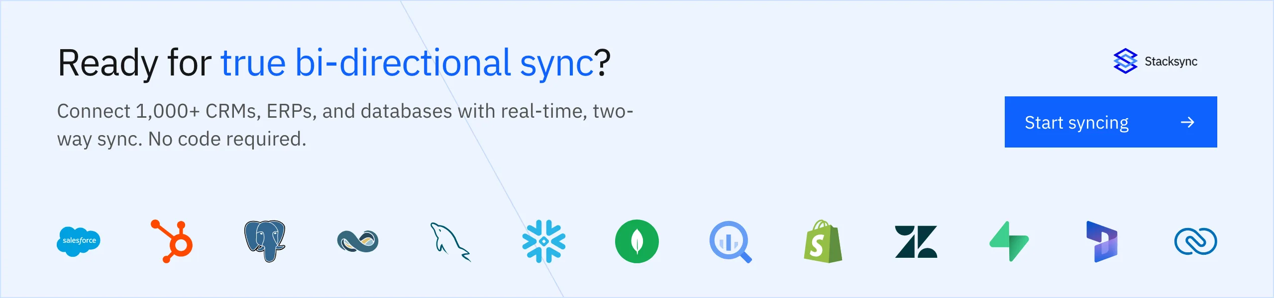 Ready for true bi-directional sync? Start syncing with Stacksync