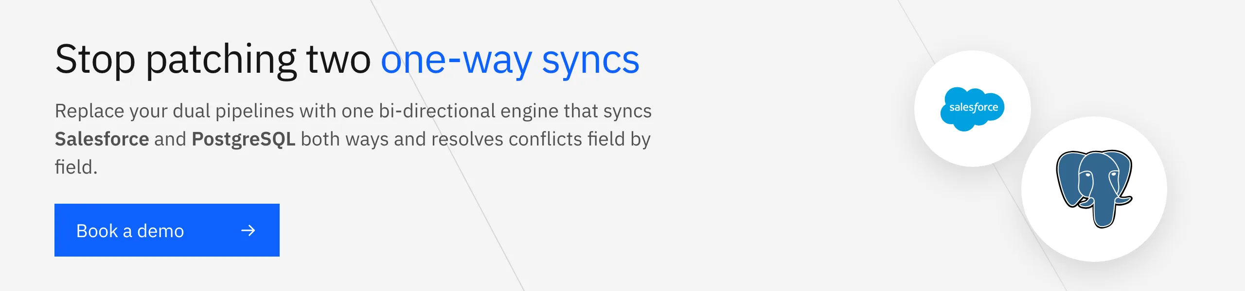 Stop patching two one-way syncs. Sync Salesforce and PostgreSQL both ways with Stacksync.
