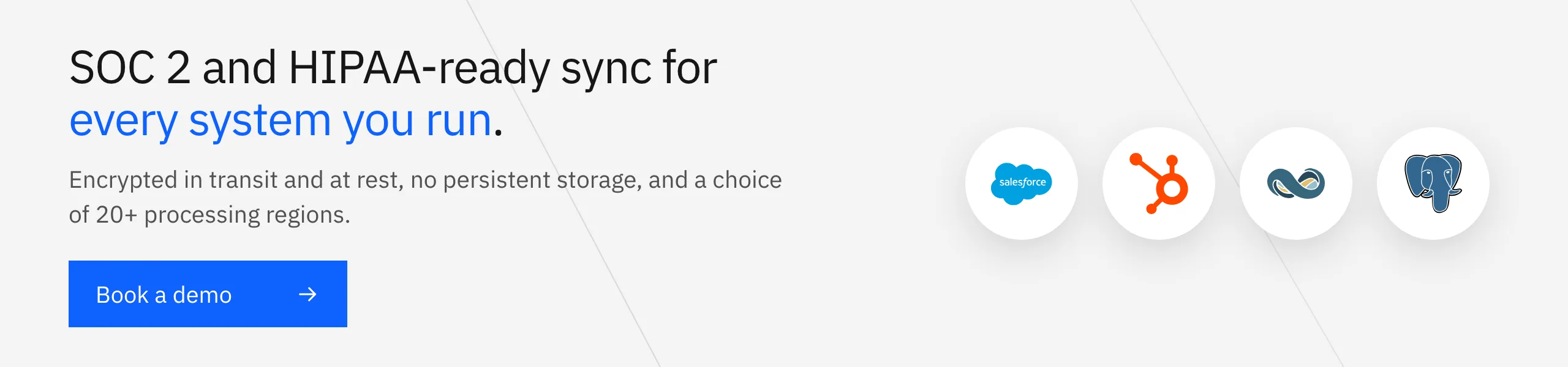 SOC 2 and HIPAA-ready sync for every system you run, Book a demo