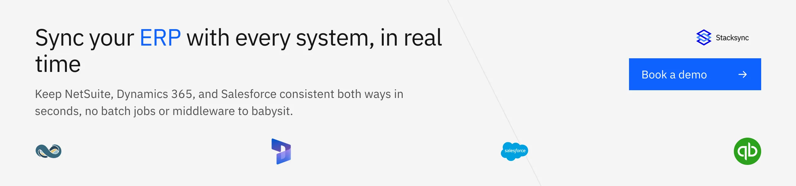 Sync your ERP with every system, in real time. Book a demo with Stacksync.