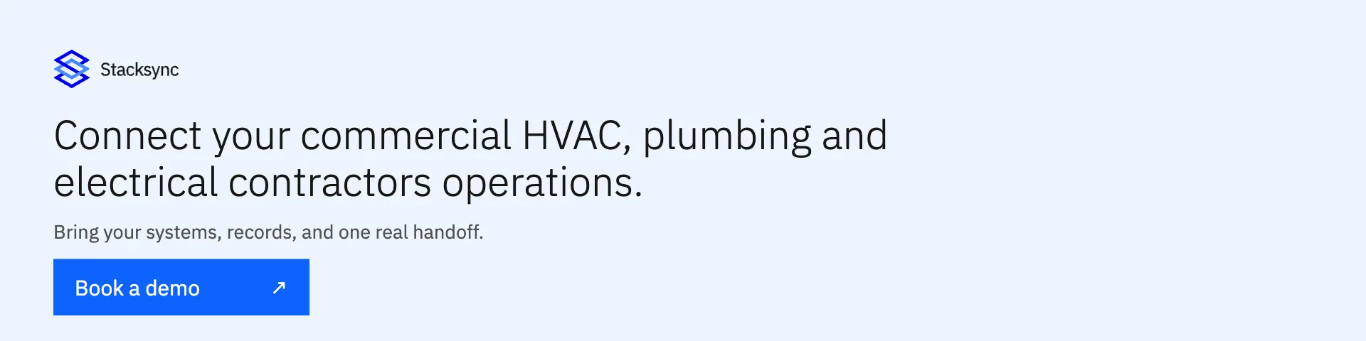 Book a demo for commercial HVAC, plumbing and electrical contractors integration and automation