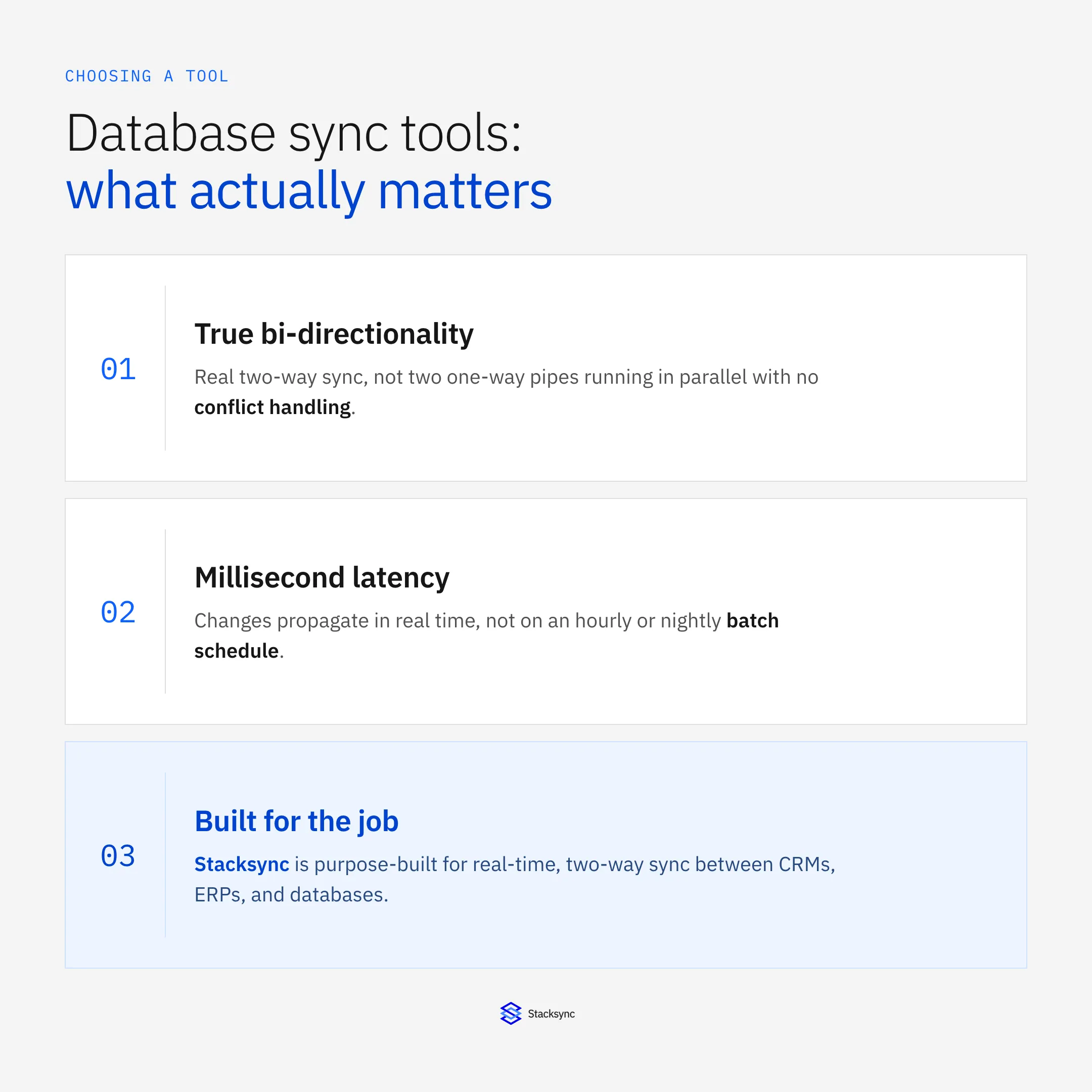 Database sync tools: what actually matters — true bi-directionality, millisecond latency, built for the job