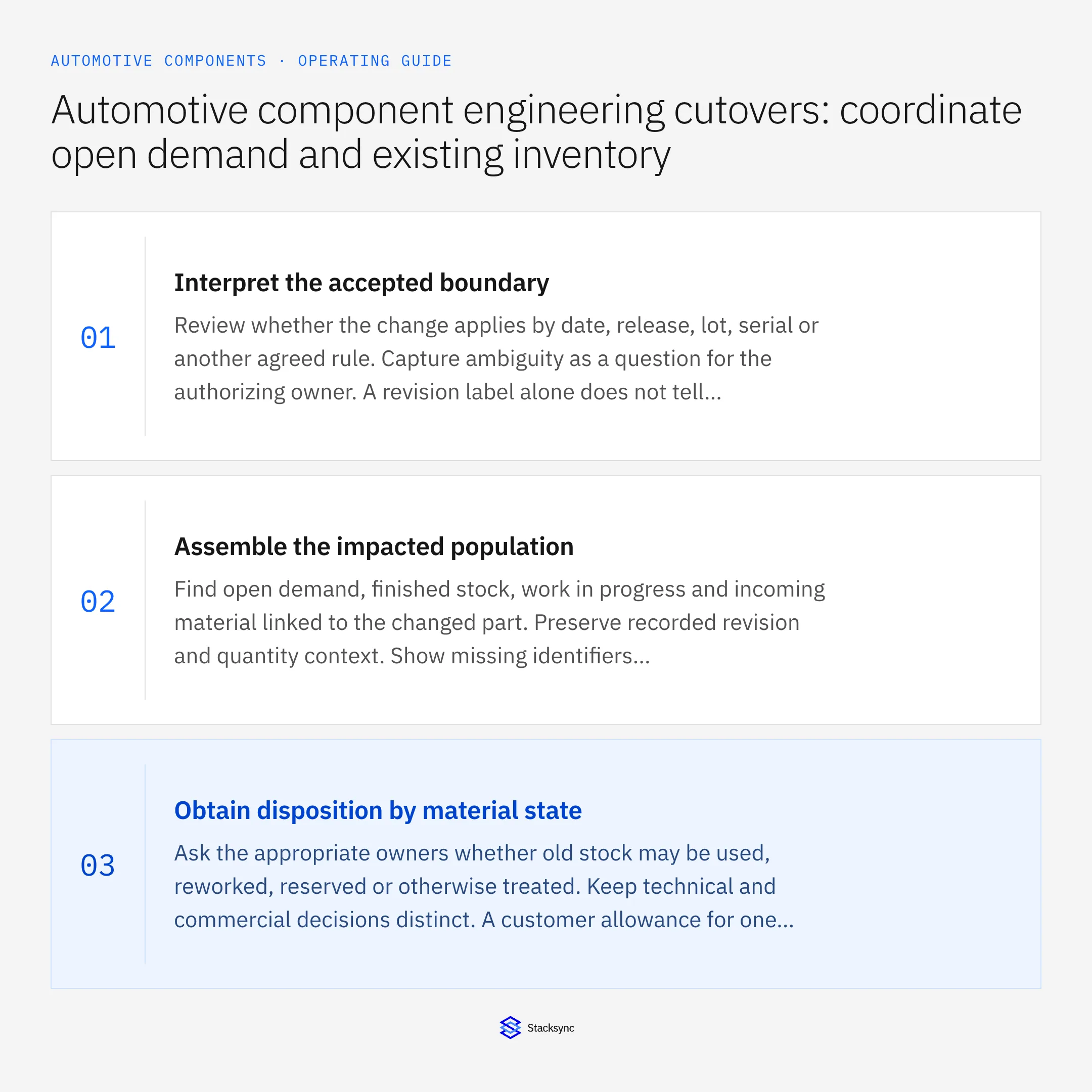 Summary card: Engineering cutover workflow for automotive open demand