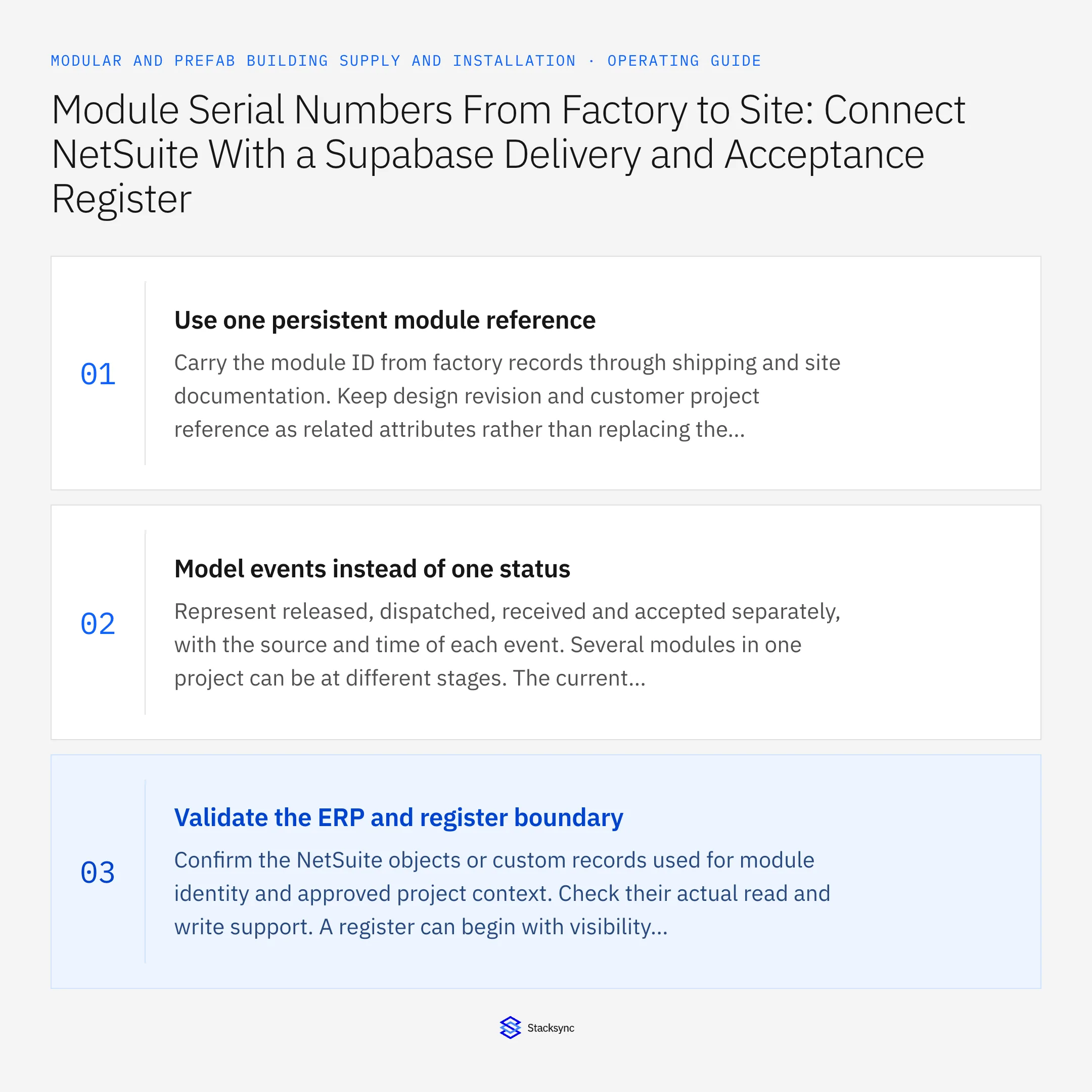 Summary card: Track module serial numbers with NetSuite Supabase sync