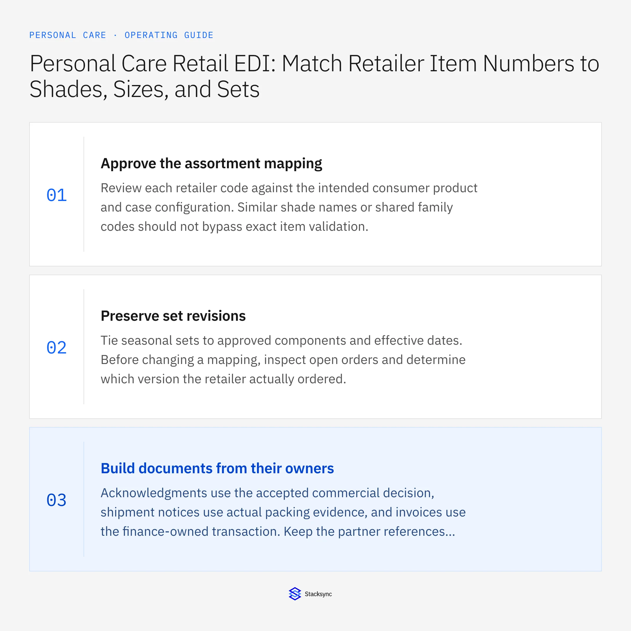 Summary card: Orderful NetSuite EDI mapping for beauty shades and sets